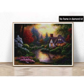 Kaliosy 5D Diamond Art Painting House by Number Kits, Paint with Diamonds Art Landscape DIY Full Drill, Crystal Craft Cross Stitch Embroidery Decoration 30x40cm