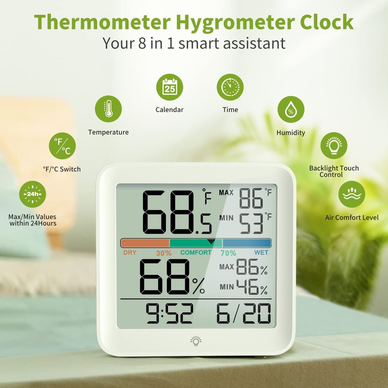 MeesMeek 2 Pack Indoor Thermometer Room Temperature Home Hygrometer Humidity