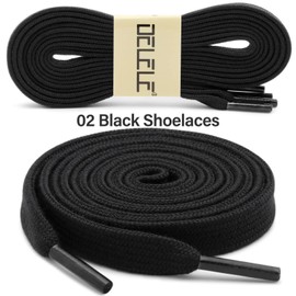 DELELE Sneakers Flat Shoe Laces: 2/5 Inches Wide Black Athletic Replacement Shoelaces 51 inch