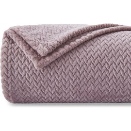 NEWCOSPLAY Super Soft Throw Blanket Light Purple Premium Silky Flannel Fleece Leaves