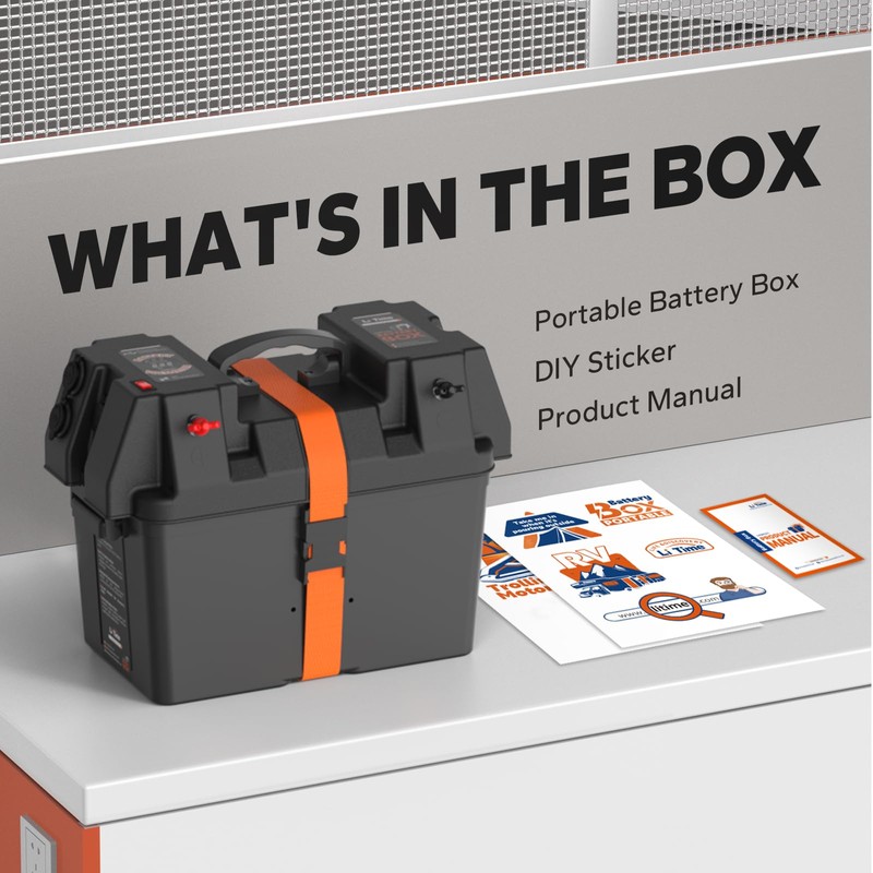 Litime Portable Battery Box Fits Group 24/27 Size Batteries for