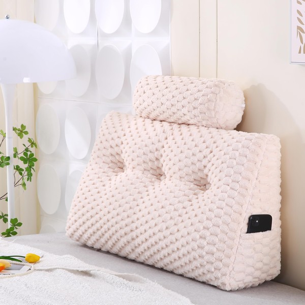 Ziihome Wedge Headboard Pillow + 2 Head Roll Pillows Bed