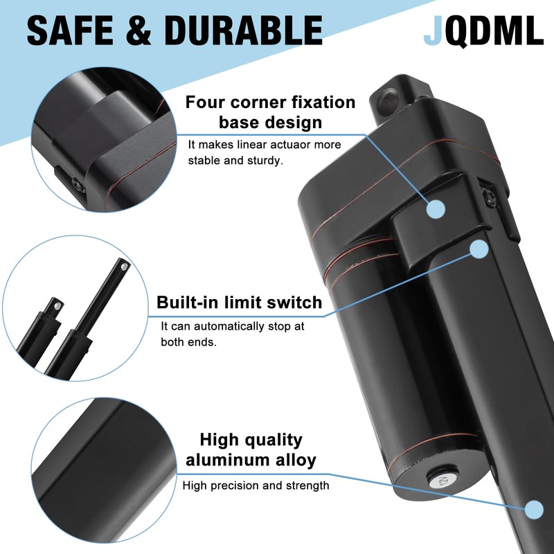 JQDML 12V Linear Actuator 176lbs/800N 0.78"/s High Speed Linear Actuator