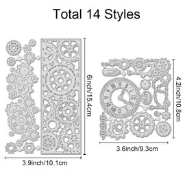 INFUNLY 14 Stück Vintage Zahnrad Stanzform Uhr Metall Stanzungen für Kartenherstellung Stanzform für Kettenecken Glühbirnen Karbonstahl Stanzungen Retro Getriebe Schablone für Heimwerker Scrapbooking