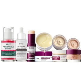 Calcium Daily Skincare Bundle with Calcium Volume Multi Balm Stick, Cream, Serum & Eye Patches for Hydrating, Firming,Smoothing,Collagen Boost & Pore Skin Care,Gift & Travel Essentials for Women Girl