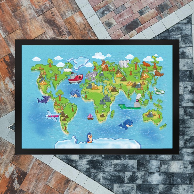 trendaffe - Children's World Map - Our Earth Door Mat