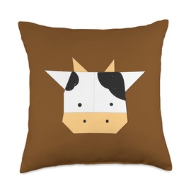 Cow Origami Gift Origami Cow Throw Pillow, 18x18, Multicolor