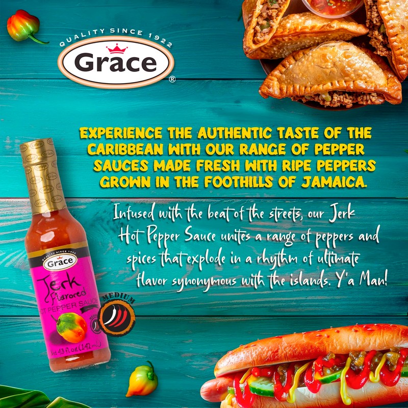 Grace Jerk Hot Pepper Sauce 4.8oz - 2 Pack -