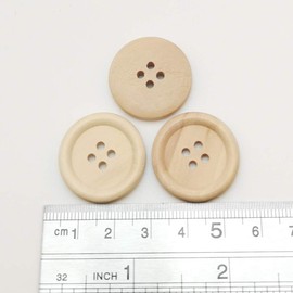 Chenkou Craft 40 x 25mm Natural Wood Round Buttons 25mm 4 Holes