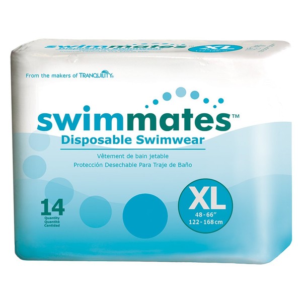 Swimmates Adult Swim Underwear, Pull-Up with Tear-Away Side Seams, Unisex, Disposable, X-Large (56"- 64" Waist), 14 Count (Case of 4)