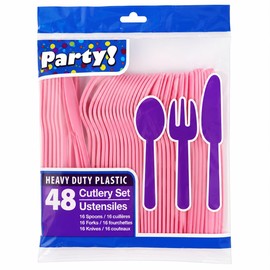 Heavy Duty Plastic Cutlery 48-Piece Set (Spoons, Forks, Knives)