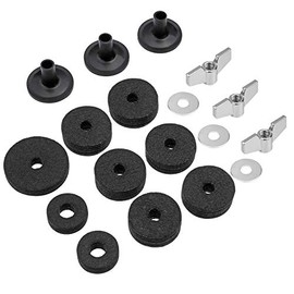 Cymbal Replacement Accessories Cymbal Felts Hi-Hat Clutch Felt Hi Hat Cup Felt Cymbal Sleeves with Base Wing Nuts and Cymbal Washer for Drum Set 18 Pieces (Black)
