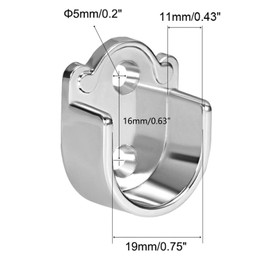 TA-VIGOR 2Pcs Wardrobe Closet Rod Bracket, U Shaped Zinc Alloy Shower Curtain Rod Pole End Supports Sockets Flange Holder Fit Rod Dia 19mm