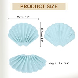 uxcell 2Pcs Small Soap Dish, Silicone Bathroom Soap Holder Shell Shape Bar Soap Dish Self-Draining Soap Tray for Shower, Bathroom, Kitchen, Counter Top (Light Blue)