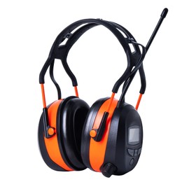 GARDTECH Hearing Protection Noise Cancelling Headphones with Wireless Bluetooth MP3 DAB+/FM Radio Headphones NRR 29dB Safety Earmuffs with LCD Display and 4GB Built-in SD Card for Gardening, orange