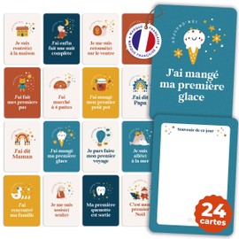 Baby Step Cards - 24 First Time Cards & Big Moments of Baby - Birth Gift - Family Memorabilia in Photo - Mixed Design