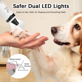 Bemuiz Dog Nail Grinder with Dog Nail Trimmers,Rechargable & Quiet Dog Nail Clippers Kit for Large Medium Small Dogs & Cats,2-Speed Pet Nail Grinder with 2 LED Light, Gifts for Dog Lovers