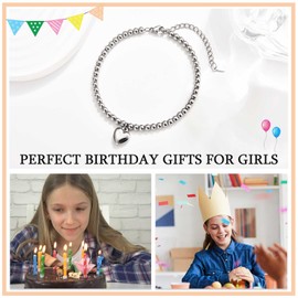 KORAS 15th Birthday Gifts for Girls, Heart Charm Bracelet 15th Birthday Bracelet Gifts for 15 Year Old Girls, Girls 15th Birthday Presents