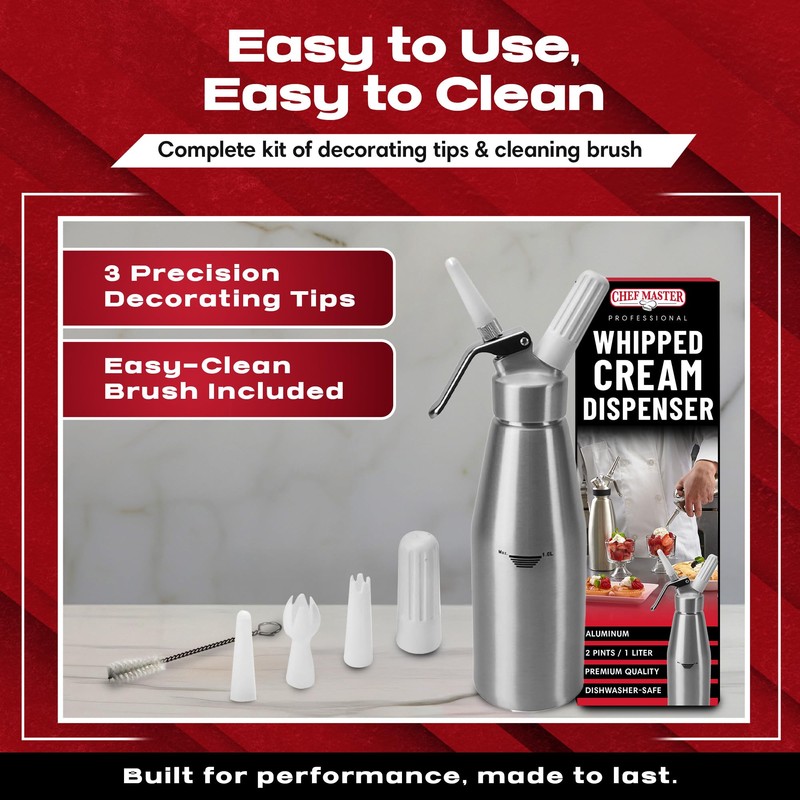 Chef Master (2 Pint / 1 Liter) Aluminum Whipped Cream