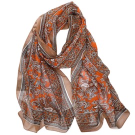 FAIRYGATE Scarf for Women UK Flower Printed Chiffon Scarfs Summer Rustic Style Thin Wrap Women's Scarves Soft Shawl Suitable for Daily Life Party Wearing A5423