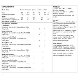 King Cole 5743 Knitting Pattern Baby Hats and Mittens in Comfort DK