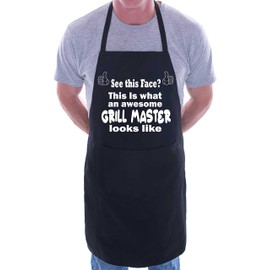 Print4U Awesome Grill Master Novelty Funny Apron BBQ Slogan Baking Cooking Black