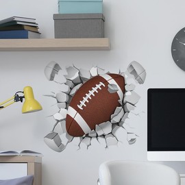 WAFT YEARN 3D Wall Breaking Rugby Wall Decal American Football Wall Sticker Football Wall Decor for Nursery Kid'sroom School Classroom Livingroom Bedroom Bathroom Decoration (American Football 3)