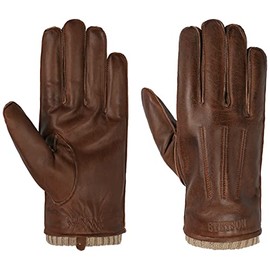 Stetson Mankota Sheepskin Gloves Finger Gloves Men's Gloves Leather Gloves Men with Lining Autumn Winter, brown