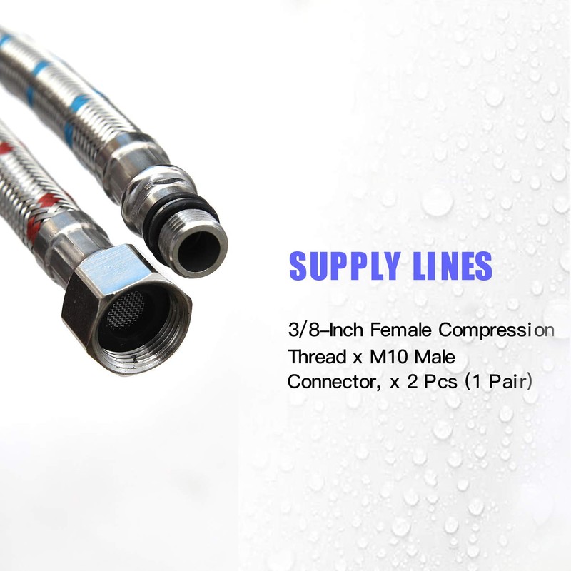 BWE 32-Inch Long Bathroom Kitchen Faucet Connector, Braided Stainless Steel