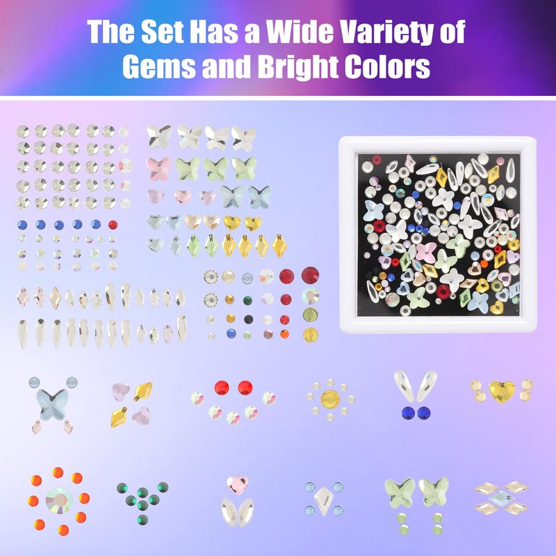 Tooth Gem Kit, DIY Crystals Jewelry Kit, 130 PCS Gem