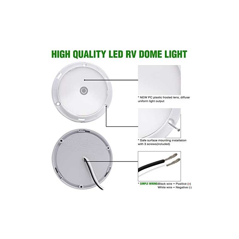 3Inch RV Puck Light with Touch Dimmable Switch - 3