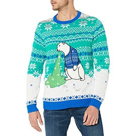 Blizzard Bay Mens Men's Ugly Christmas Light Up Sweater, Ivory, Medium US