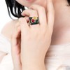 Uloveido Fashion Red Crystal Flower Black Band Rings for Women