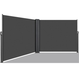 LIFERUN 236" x 71" Side Awning, Retractable Side Awning, Patio Retractable Side Screen, UV Resistant, Waterproof, Patio Privacy Screen for Garden, Balcony, Courtyard(Dark Grey)