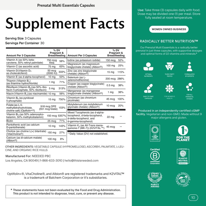 Needed. Multivitamin for Prenatal | Prenatal Multi Essentials Capsule -