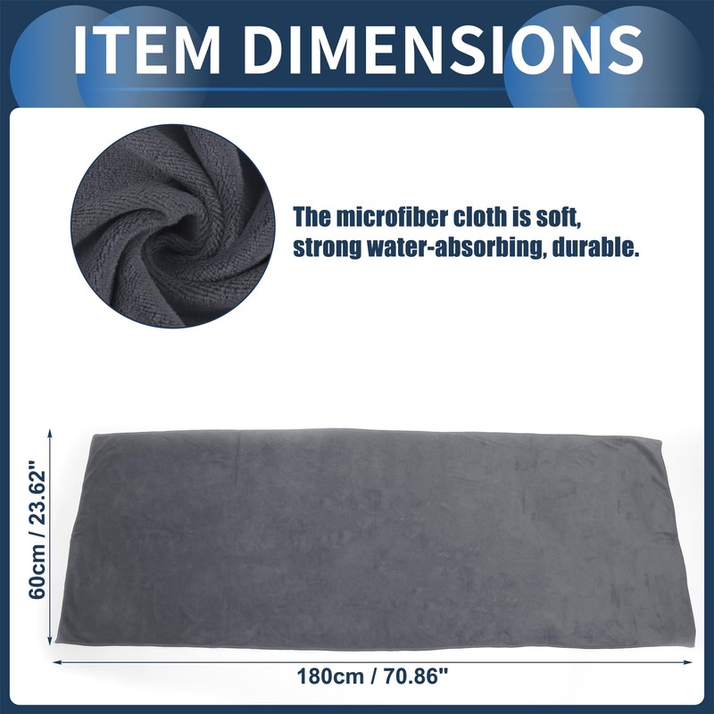 INFINAUTO Cleaning Cloths Towel,Car Drying Plush Cloth Absorbent Microfiber Grey,1pcs