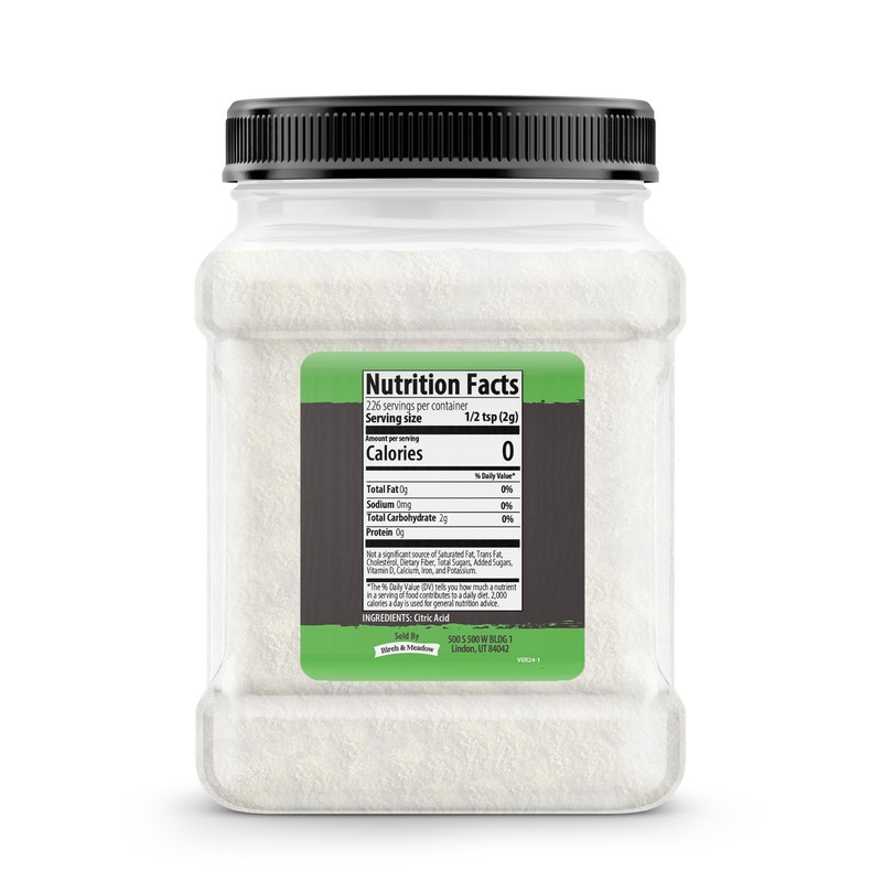 Birch & Meadow Citric Acid, 1 lb, Food Safe Powder,