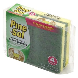 Pine-Sol Heavy Duty Scrub Sponges for Cleaning | Dual-Sided Dishwashing and Scouring Pad | Kitchen Supplies for Washing Dishes, Pots, Pans, 4 Pack