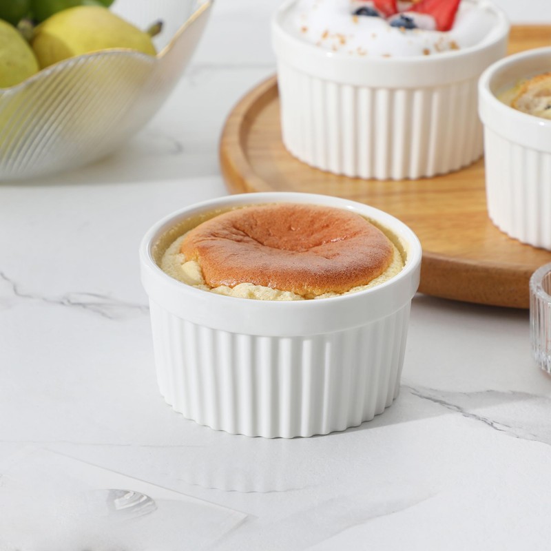 MALACASA Ramekins 8 oz Oven Safe, Porcelain Creme Brulee Ramekins
