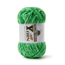 Plush Chenille Chunky Yarn - Fluffy Velvet Yarn Crochet for Blanket Knitting and Crocheting - Soft Baby Yarn for Crocheting - Amigurumi Crochet Yarn 100g (87yds) (Christmas Green)