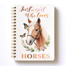 Just A Girl Who Loves Horses Spiral Notebook Journal, Cute Horse Gifts,Softcover with Removable Dividers Wire Bound Softcover 160 Pages/80 Sheets Each, A5(8.4"x 6.4") for Girls Office Diary Book