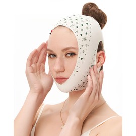 TPZORJX 1 x Half Face Plus Lift Maske, Straffende V-Face Maske, Gesichts-Doppelliftmaske für Doppelkinn und schlaffe Gesichtshaut (weiß)