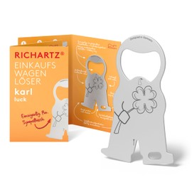 RICHARTZ Karl Luck Shopping Trolley Remover Multitool Key Ring 9 Practical Functions Matte Blasted Stainless Steel Key Ring Tool with Function Description