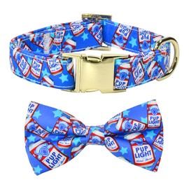 Cheers Pub Beer Dog Bow Tie Dog Collar Accessory, Detachable Bowtie, Adjustable Collar for Small Medium Large Dogs