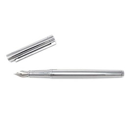 Pluma Fuente Metalica Cromo J126 Punto Medio Con Convertidor  Cuerpo metálico, escritura fluida para oficina, escuela, firmas y notas, acepta tinta...