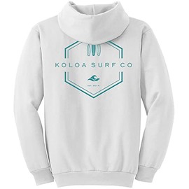 Koloa Surf Company Men's Lihue Logo Heavyweight Pullover Hoodies-XL-White/blue