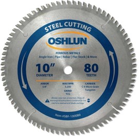 Oshlun SBF-100080 10-Inch 80 Tooth TCG Saw Blade with 5/8-Inch Arbor for Mild Steel and Ferrous Metals