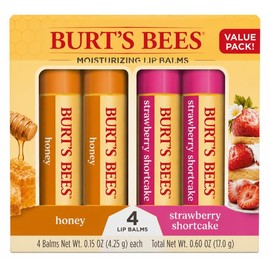 Burt's Bees Moisturizing Lip Balm Value Pack, Honey & Strawberry Shortcake, Pack of 2 (4 Total Lip Balms)