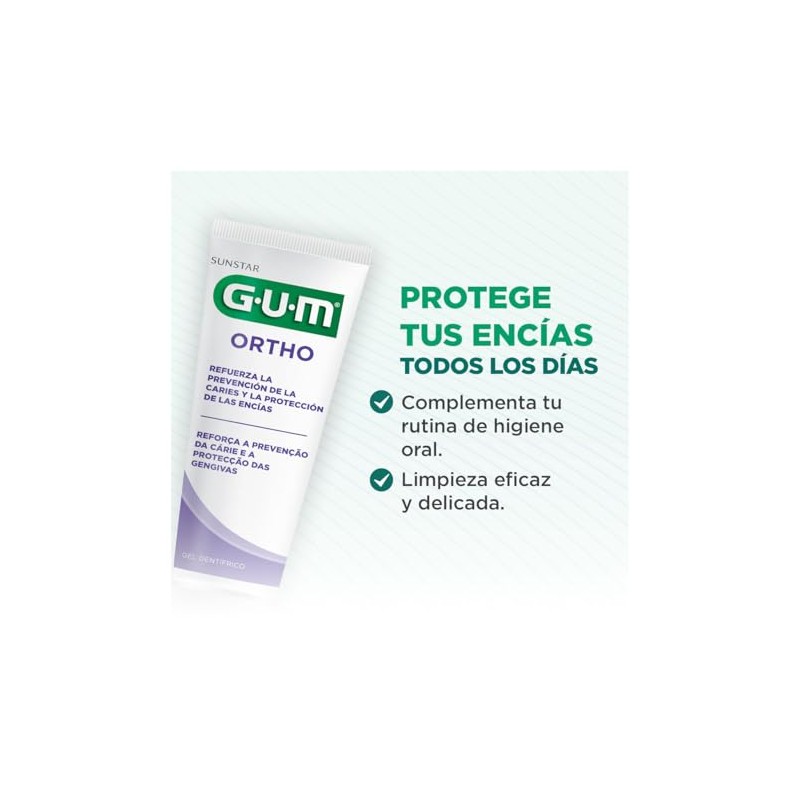 GUM - Crema Dental para Ortodoncia con Flúor e Isomalt,