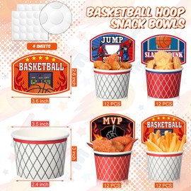 Dandat 96 Pieces Basketball Hoop Snack Cups Basketball Themed Party Supplies Disposable Basketball Treat Paper Cups Cute Ice Cream Bowls for Basketball Party Decorations Birthday Party Favors